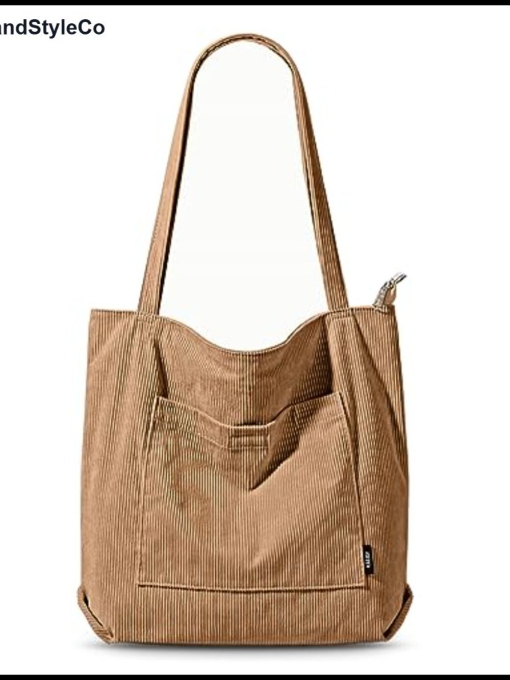 Corduroy Tote Bag Women Large Zipper Shoulder Purses Pockets